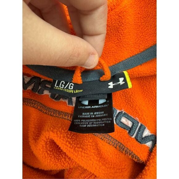 Under Armour Mens Loose Fit Orange 1/4 Zip Fleece Pullover Size X-Large - Picture 5 of 7